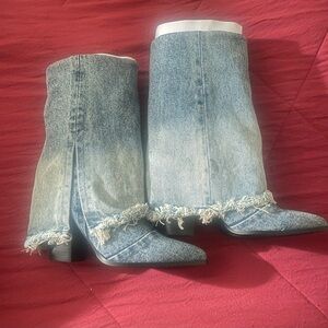 Steve Madden Blue Denim Heeled Boots